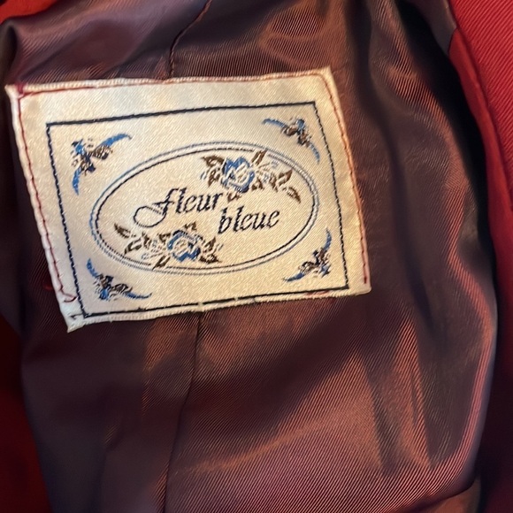 Vintage Fleur bleue Women’s Burgundy Double Breasted Blazer Jacket - Picture 3 of 3